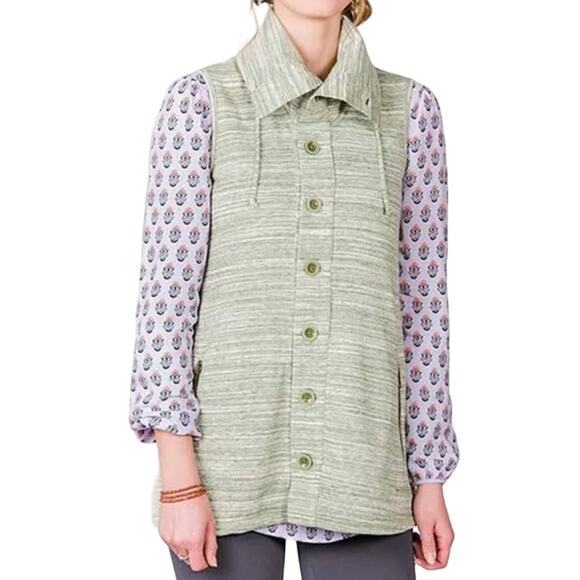 Matilda Jane Vest Green Marled Sweater Sleeveless Button Front Shawl Collar Sz S - Picture 1 of 15